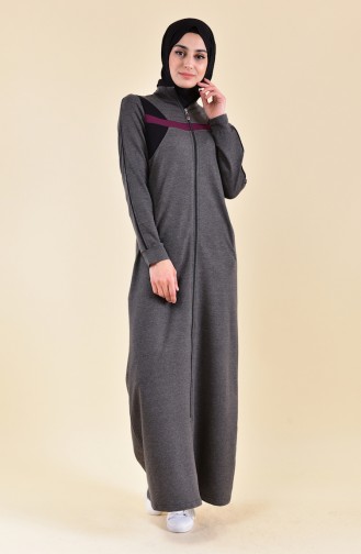 BWEST Zippered Sports Abaya 8329-05 Anthracite 8329-05