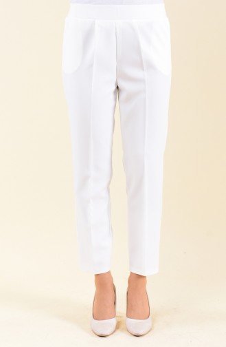 Straight-leg Trousers with Pockets 0881-01 white 0881-01