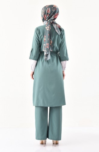 Ensemble Deux Pieces Cape Pantalon 1199-05 Vert Noisette 1199-05