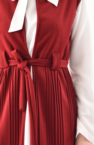 Belted Pleated Vest 2078-01 Claret Red 2078-01