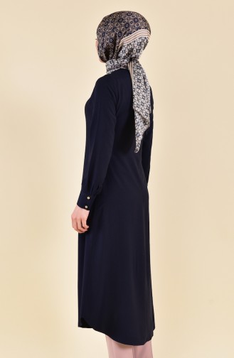 Sude Necklace Long Tunic 3162-01 Navy Blue 3162-01