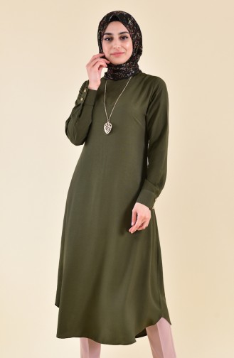 Sude Necklace Long Tunic 3162-04 Dark Khaki 3162-04