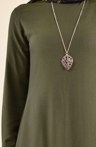 Sude Necklace Long Tunic 3162-04 Dark Khaki 3162-04