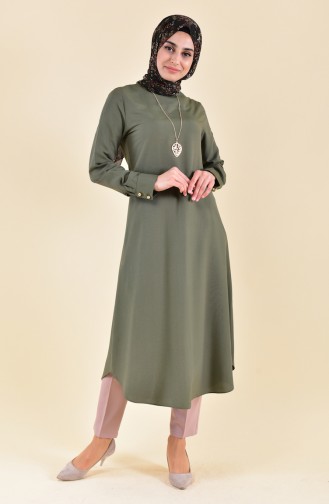 Sude Necklace Long Tunic 3162-06 Khaki 3162-06