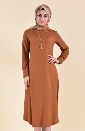 Kolyeli Uzun Tunik 3162-09 Taba