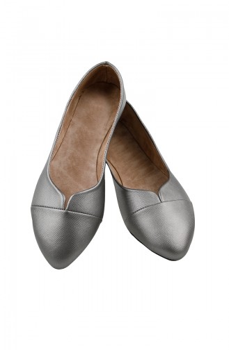 Silver Gray Woman Flat Shoe 0113-08