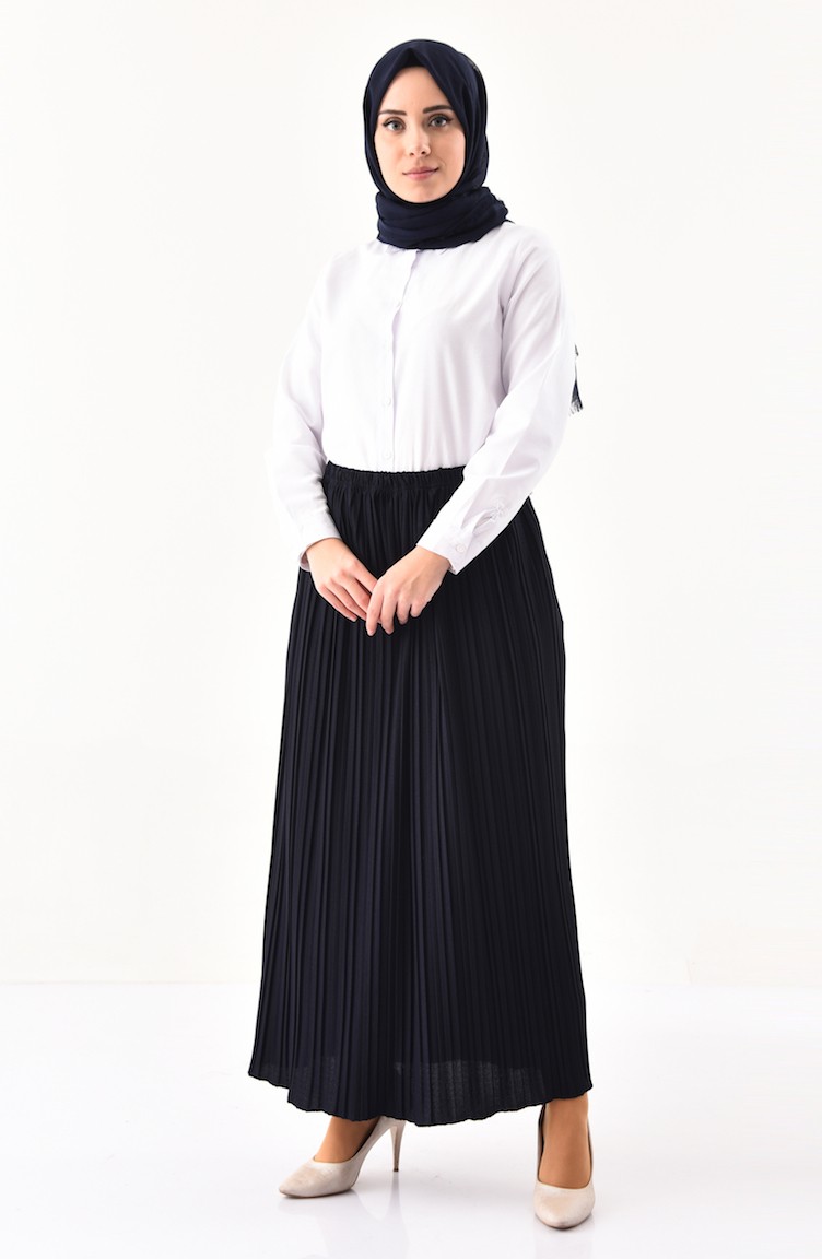 Jupe Plissee 2140 02 Bleu Marine 2137 02 Sefamerve