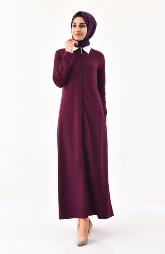 Zippered Abaya 3048-03 Purple 3048-03