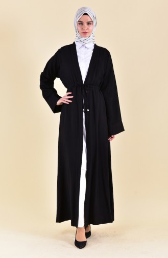 Abaya Taille Lacets 7826-02 Noir 7826-02