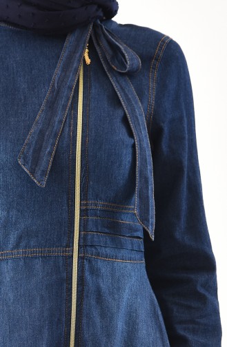 MISS VALLE  Zippered Jeans Abaya 8238-01 Navy Blue 8238-01