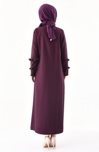 ZEN Ruffled Sleeve Zippered Abaya 0217A-01 Purple 0217A-01