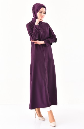 ZEN Ruffled Sleeve Zippered Abaya 0217A-06 Light Purple 0217A-06