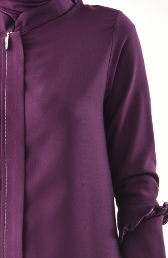 ZEN Ruffled Sleeve Zippered Abaya 0217A-06 Light Purple 0217A-06