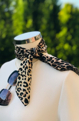 Foulard Coton a Motifs Léopard 51788-01 Café au Lait 51788-01