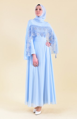 Abendkleid mit Cape 8422-01 Babyblau 8422-01