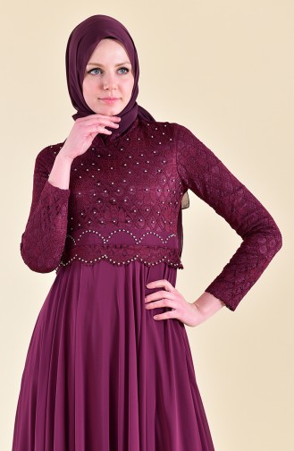فساتين سهرة بتصميم اسلامي برقوقي غامق 8951-01