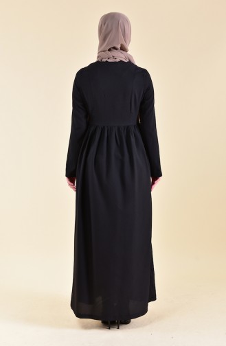 Önü Düğmeli Elbise 1001-03 Siyah 1001-03