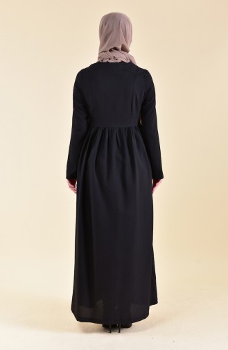 Vorgeknöpftes Kleid 1001-03 Schwarz 1001-03