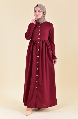 Front Buttoned Dress 1001-04 Bordeaux 1001-04