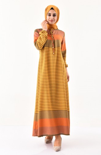Striped A Pile Dress 1010-02 Mustard 1010-02