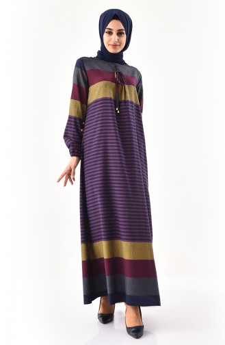 فستان بتصميم حزام وازرار 1010-03 لون ارجواني 1010-03