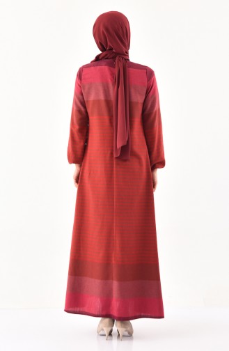 فستان بتصميم حزام وازرار 1010-04 لون قرميدي 1010-04