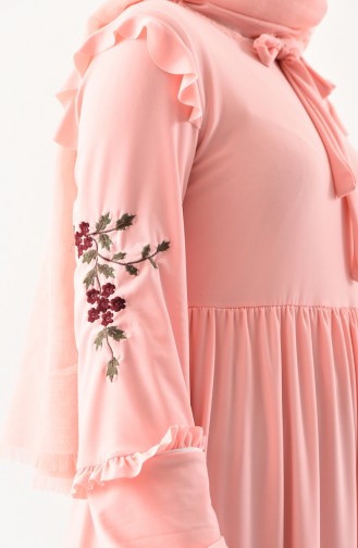 Sleeve Embroidered Dress 4114-01 Salmon 4114-01
