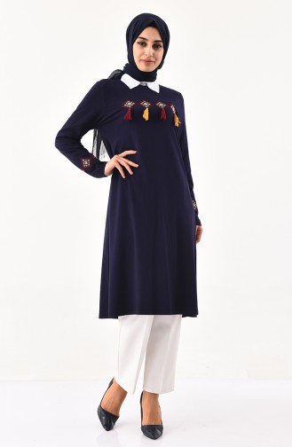 Embroidered Tunic  5885-01 Navy Blue 5885-01