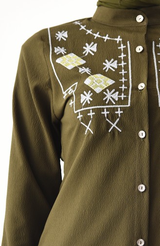 Sude Embroidered Tunic 3163-04 Khaki 3163-04