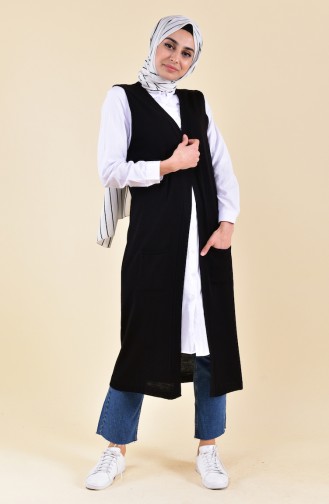 Slim Knitwear Pocket Vest 4128-04 Black 4128-04
