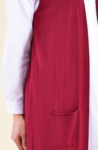 Slim Knitwear Pocket Vest 4128-07 Claret Red 4128-07