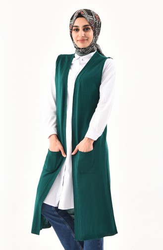 Slim Knitwear Pocket Vest 4128-10 Green 4128-10