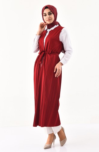 Pleated Vest 0054-04 Claret Red 0054-04