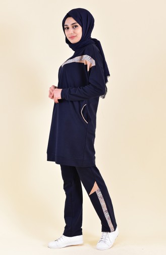 BWEST Striped Tracksuit 9002-02 Navy 9002-02