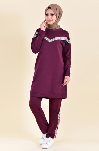 BWEST Striped Tracksuit 9002-03 Plum 9002-03