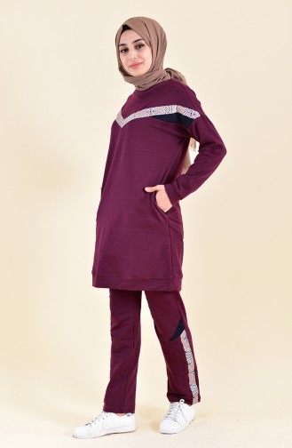 BWEST Striped Tracksuit 9002-03 Plum 9002-03