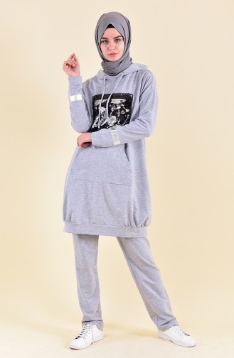 BWEST Sequined Tracksuit 9007-03 Gray 9007-03