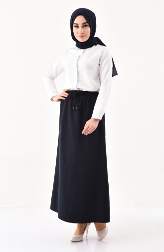 Beli Lastikli Etek 1202-02 Koyu Lacivert