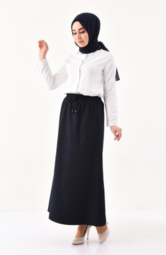 Beli Lastikli Etek 1202-02 Koyu Lacivert