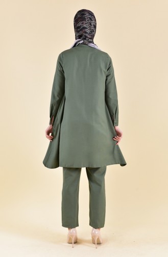 Buttoned Tunic Pants Binary Suit 1285-05 Khaki 1285-05