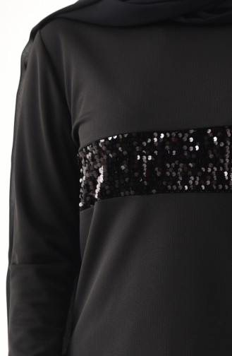 Payet Detaylı Tunik Pantolon İkili Takım 9001-05 Siyah