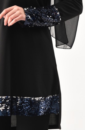 Payetli Tunik Pantolon İkili Takım 9055-01 Siyah