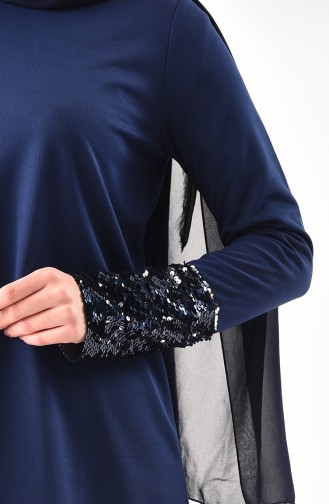 Payetli Tunik Pantolon İkili Takım 9055-02 Lacivert