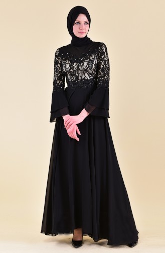 Lace Evening Dress 1082-01 Black 1082-01