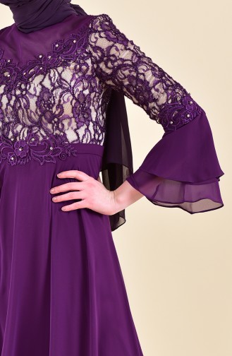 Lace Evening Dress 1082-02 Purple 1082-02