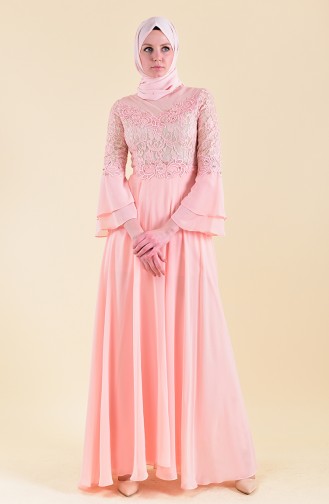 Lace Evening Dress 1082-06 Salmon 1082-06