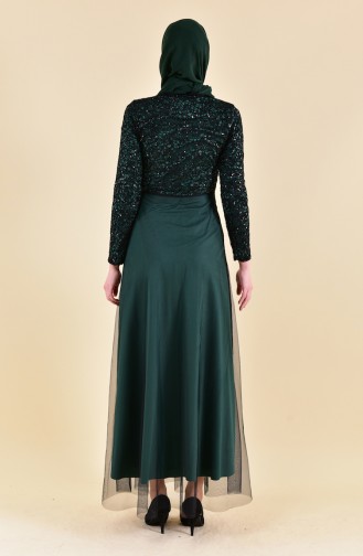 Smaragdgrün Hijab-Abendkleider 3851-08
