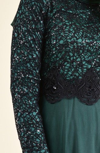 Emerald Green Hijab Evening Dress 3851-08
