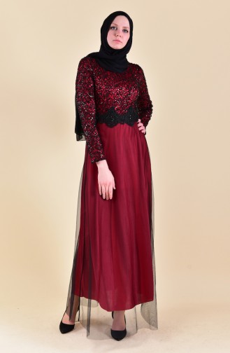 فساتين سهرة بتصميم اسلامي أحمر 3851-12
