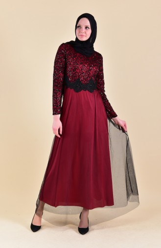 Rot Hijab-Abendkleider 3851-12